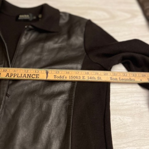 Dana Buchman deep brown leather front sweater jacket 12 never worn - Picture 7 of 9